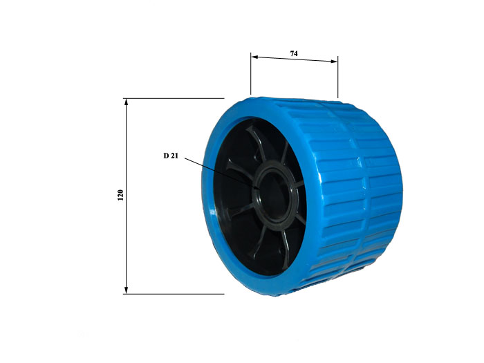 Rueda lateral azul 120 x 74 Varilla m21 REF 580002