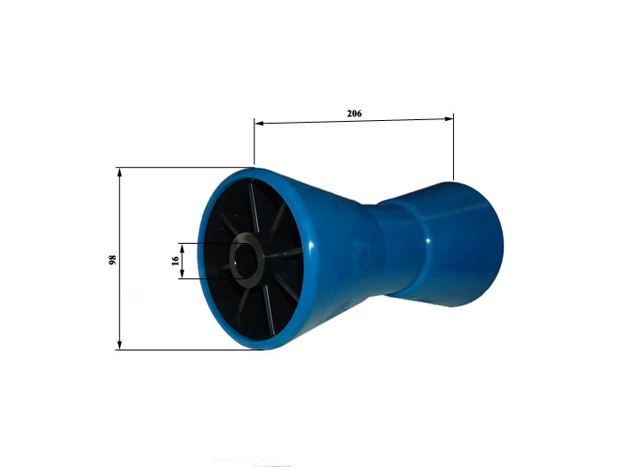 Rodillo quilla azul 206 x 98 Par conos goma azul ref 580005