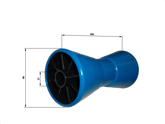 Rodillo quilla azul 206 x 98 Par conos goma azul ref 580006