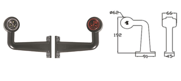 850001 KIT PILOTO GALIBO ESTRIBO BL/ RJ CURVO IZDO LED TRL-021 DAFA