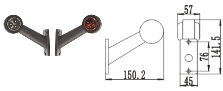 850018 KIT PILOTO GALIBO ESTRIBO BL/ RJ RECTO IZDO LED TRL-019 DAFA