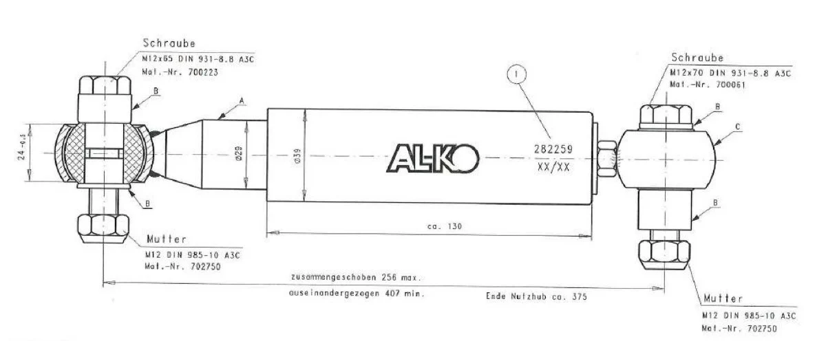 Amortiguador para eje de raqueta 1500 kg negro Alko
