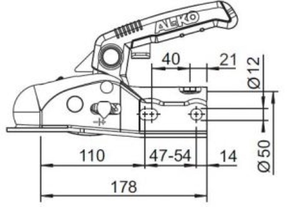CABEZAL DEL CABEZAL AL-KO AK160 D.50 REF 690067 hasta un maximo de 1600 kg.